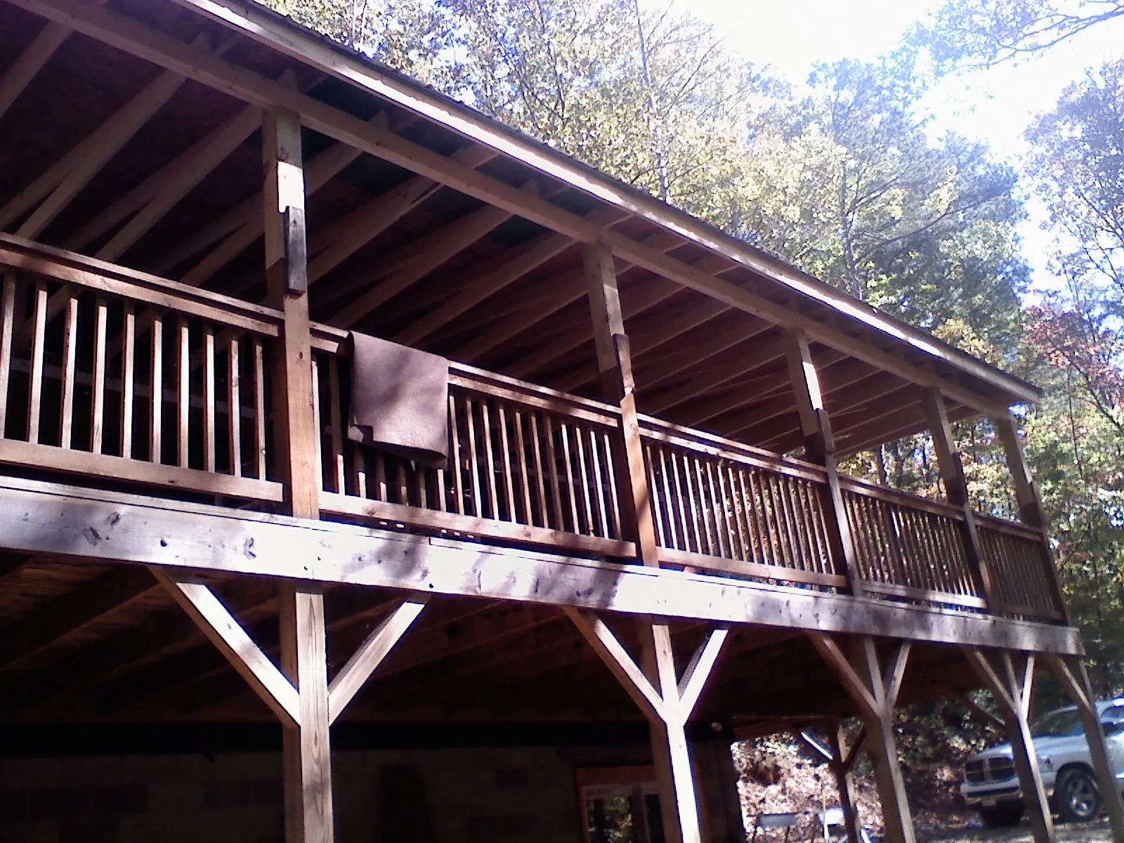 Timber framing under a new elevated porch and deck — Roof Leak Repair in Latta by Roofing Brothers